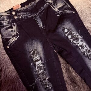 Distressed Black Jeans for Women